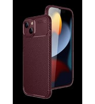 iPhone 14 Kılıf Auto Focus Karbon Kapak - Bordo
