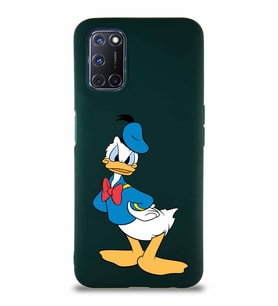 Oppo A52 Soft Premier Kapak Donald Duck-D Tasarımlı Silikon Kılıf - Yeşil (Şeffaf)