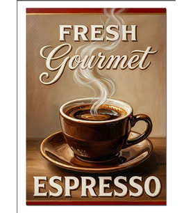 Fresh Gourmet Espresso Kahve Afişi Dekoratif Kanvas - Mdf Ahşap Tablo