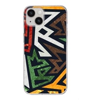 Apple iPhone 14 Plus Uyumlu  Kapak Soyut Grafiti Tasarımlı Lüx Şeffaf Silikon Kılıf