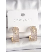 Pirinç Gold Renk Zirkon Taşlı Halka Messika Model Kadın Küpe - EBJ250118W30654 (Renksiz)