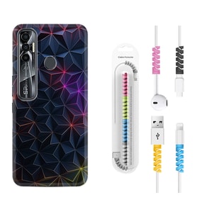 Tecno Spark 6 6 Go 8C 8 Pro 7 7 Pro Kılıf Kablo Koruma Spiral Silikon Renkli Prizmalar 1783