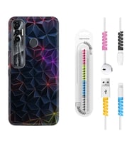 Tecno Spark 6 6 Go 8C 8 Pro 7 7 Pro Kılıf Kablo Koruma Spiral Silikon Renkli Prizmalar 1783