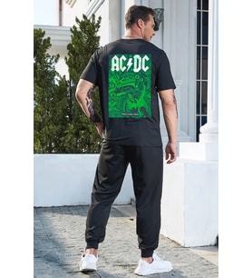 Unisex Acdc Baskılı 2'li Eşofman Takımı (Siyah)