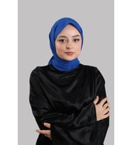 Saks Mavisi Düz Klasik Eşarp İtalyan Dikişli Pamuk Caz Sade 202210_24