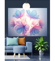 Pastel Renkli Çiçekler Dekoratif Kanvas - Mdf Ahşap Tablo