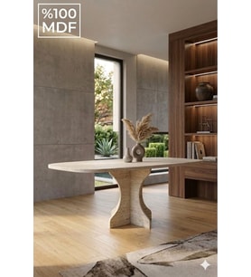 Dikdörtgen Salon Yemek Masası Kemer Tek Ayak 160x90 - Traverten