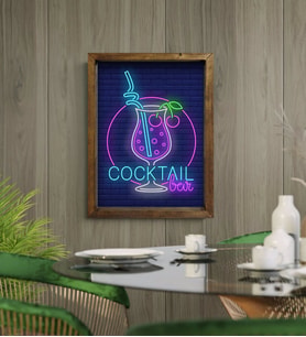 BK Gift Cafe & Bar & Restaurant Konseptli Doğal Masif Ahşap Çerçeveli Tablo-38