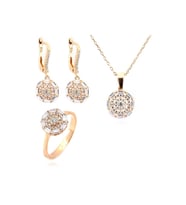 Gümüş Rose Baget Taşlı Petek Modeli Üçlü Set Dgn20477