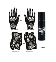 Çiçekli Modeller El Ayak Geçici Dövme Seti Spray Tattoo Dark Siyah Renk