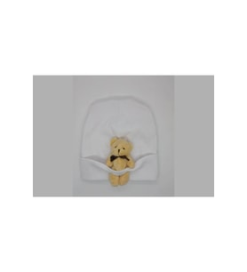 Peluş Ayıcıklı Bere (Beyaz)