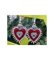 Rose Eye Of Heart Gotik Kalp Kırmızı Küpe