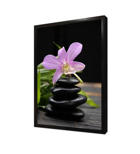 Spa Taşları ve Orkide Çerçeveli Mdf Tablo