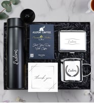 Kişiye Özel 500 ML Dereceli Termos & Gümüş Renk Vintage Kupa & Alerya Premium Filtre Kahve & Metal Gümüş Renk Tabaka Hediye Seti