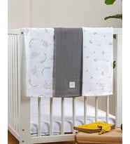 3'Lü Fil ve Gökyüzü Müslin Örtü 75*75 cm