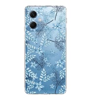 PrintiFy Xiaomi Redmi Note 12 5G Uyumlu Kamera Korumalı Floral Mavi Tasarımlı Şeffaf Kılıf