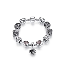 , Trend Charm Bileklik, Mavi Charmlı Yeni Collections, Ahşap Kutu Içerisinde