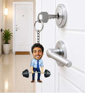Kişiye Özel Fitness Karikatürlü Anahtarlık – Fotoğraflı Sporcu Mini Karakter Tasarımı