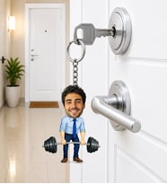 Kişiye Özel Fitness Karikatürlü Anahtarlık – Fotoğraflı Sporcu Mini Karakter Tasarımı
