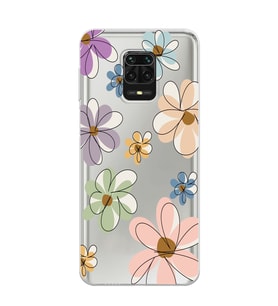 Redmi Note 9 Pro / 9s Uyumlu Çiçek Tasarımlı Şeffaf Telefon Kılıfı