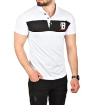 DeepSEA Erkek  Slim Fit Nefes Alan Pamuklu Kumaş Dar Kesim Kıvrılmaz Yaka Polo Yaka Tişört 2503019 (Beyaz)