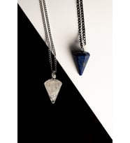 Taşmeran Kristal Kuvars-Lapis Lazuli Doğal Taş Pandül Çift Sevgili Kolyeleri Tky0232