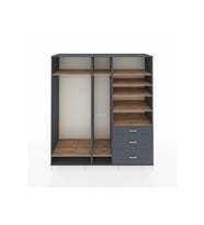 Kronos Dolap 9 Raflı 3 Çekmeceli 3 Askılı 220x59x243 Antrasit-Çam/Antrasit