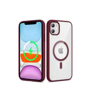 Apple iPhone 11 Uyumlu Kılıf M-safe Wireless Şarj Özellikli Silikon Zore Ege Kapak (Koyu Kırmızı)