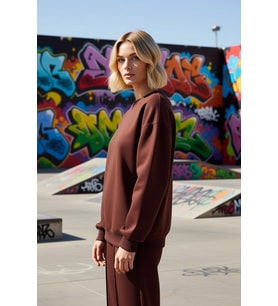 Kadın Bisiklet Yaka Düşük Kol Oversize Kalın Örme Sweatshirt Fonksiyonel Dayanıklı Estetik