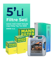 MANN Peugeot 5008 1.5 Dizel Filtre Bakım Seti Liqui Moly Motor Yağlı (2018-2024) 5 Li