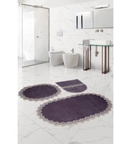 Bonny Home Venüs Gri 3'lü Dantelli Banyo Paspası Seti Çeyizlik Klozet Takımı