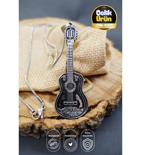 Paslanmaz Kararmaz Çelik Gümüş Rengi Akustik Gitar 316L Yılan Zincir Unisex Çelik Kolye