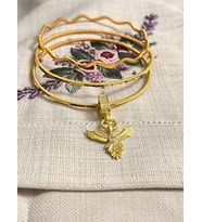 Melek Model Charm 2 Adet Ajda 1 Adet Zigzag 925 Ayar Gümüş Ajda Bilezik