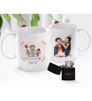 BK Gift Kişiye Özel Babalar Günü Hediyesi Fotoğraflı Kupa Bardak ve Benzinli Çakmak Seti-46 (Model 1)