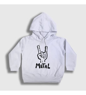 Presmono Unisex Çocuk Beyaz Hand Sign Metal Kapüşonlu Sweatshirt 314948tt (Beyaz)