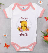 BK Kids Kişiye Özel Pembe Bebek Body Zıbın - Model 128