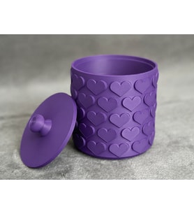 3D Baskı Kalp Desenli Kapaklı Saklama Kutusu - İki Renkli Organizer - Mor