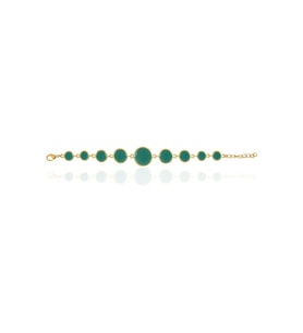 Kadir Jewellery 22 Ayar Altın Kaplama Zirkon Taşlı Ayarlanabilir Zincir Bileklik (K.Yeşil)