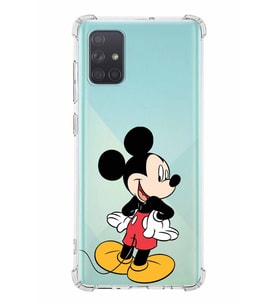 Samsung Galaxy A71  Köşe Korumalı Antişok Kapak Mickey Mouse Tasarımlı Şeffaf  Kılıf