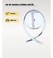 40W LED Damla Aplik – 3 Renk Işık (Sarı/Beyaz/Gün Işığı) Krom Duvar Aydınlatması