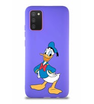 Samsung Galaxy A02S Soft Premier Kapak Donald Duck-C Tasarımlı Silikon Kılıf - Mor (Şeffaf)