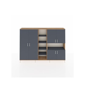 Arges Dolap 13 Raflı 6 Kapaklı 220x30x163 Çam-Antrasit