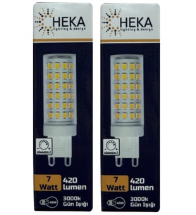 (2 Adet) Heka 7W (49W) 3000K (Gün Işığı) G9 Duylu Dim Edilebilir Led Kapsül Ampul