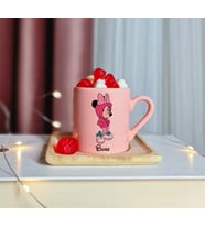 Minnie Mouse Tasarımlı Kişiye Özel Pembe Türk Kahvesi Fincanı