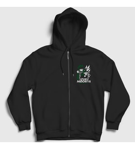 Presmono Unisex Siyah Izuku Anime Boku No Hero Academia Fermuarlı Kapüşonlu Sweatshirt 128753tt