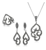 Markazit Taşlı 925 Ayar Gümüş Kadın Set