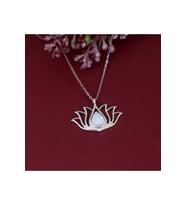 Opal Taşlı Lotus Kolye - 925 Ayar Gümüş Kolye