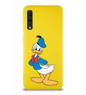 Samsung Galaxy A50S Soft Premier Kapak Donald Duck-D Tasarımlı Silikon Kılıf - Sarı (Şeffaf)