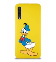 Samsung Galaxy A50S Soft Premier Kapak Donald Duck-D Tasarımlı Silikon Kılıf - Sarı (Şeffaf)