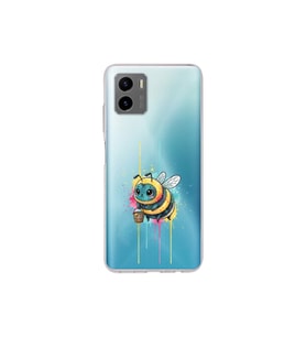 Vivo Y15S ile uyumlu Splash arı tasarımlı şeffaf silikon kılıf